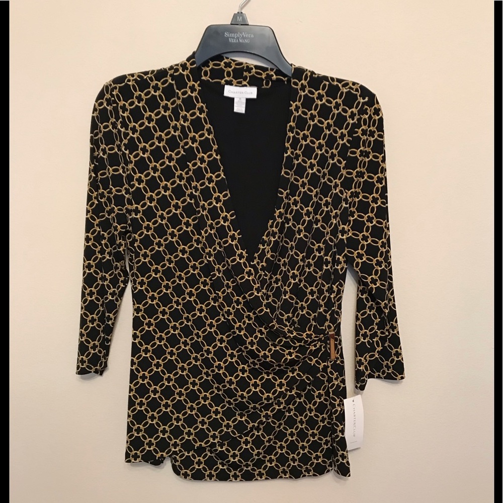 Vneck side-clasp blouse NWT